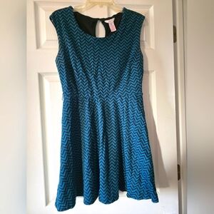 Candie's Juniors XL A-line Dress Teal & Black Chevron